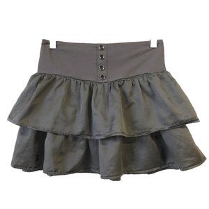 Y2K Steve Madden ruffled mini skirt grey L cotton silk blend